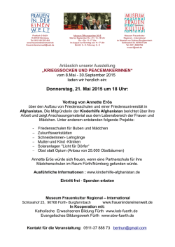 Donnerstag, 21. Mai 2015 um 18 Uhr: