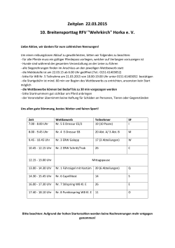 Zeitplan 22.03.2015 10. Breitensporttag RFV "Wehrkirch" Horka e. V.