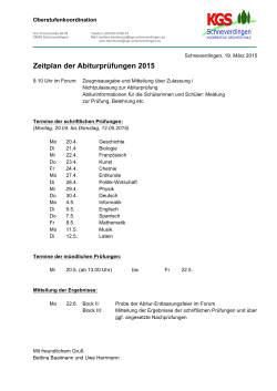 Zeitplan Abitur 2015