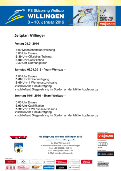 Zeitplan 2016 - Weltcup Willingen