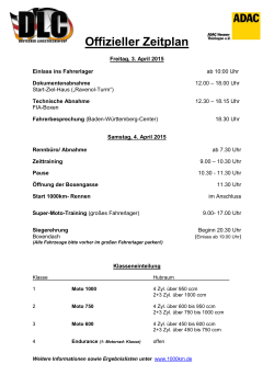 Zeitplan 1000km Hockenheim 2015
