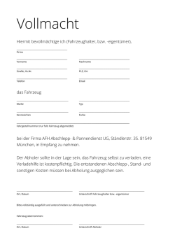 Vollmacht Fremdabholung