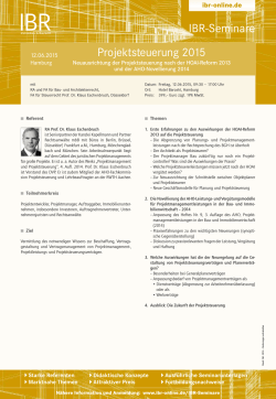 Projektsteuerung 2015 IBR-Seminare - ibr