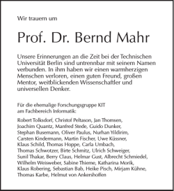 Prof. Dr. Bernd Mahr