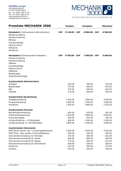 Preisliste MECHANIK 3000