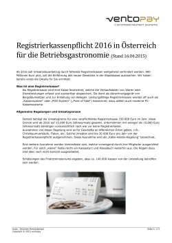 Registrierkassenpflicht 2016 in Österreich fü r die