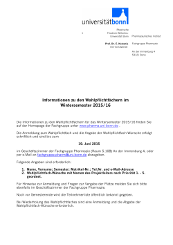 Informationen zu den Wahlpflichtf&auml;chern im Wintersemester 2015/16