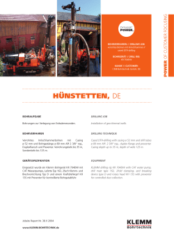 H&Uuml;NSTETTEN, DE - KLEMM Bohrtechnik GmbH