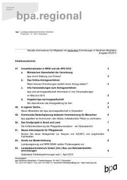 Inhaltsverzeichnis 47. Investitionskosten in NRW und die APG DVO