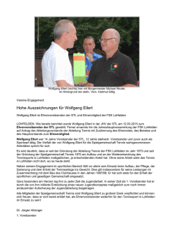 Hohe Auszeichnungen f&uuml;r Wolfgang Ellert