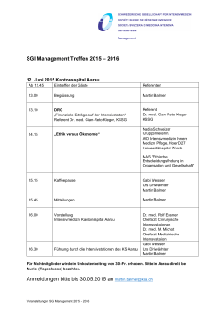SGI Management Treffen 2015 – 2016 Anmeldungen bitte bis 30.05