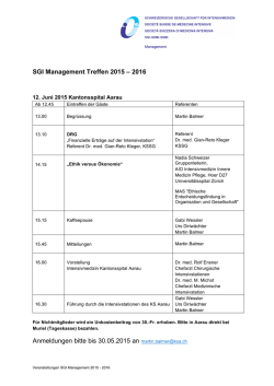 SGI Management Treffen 2015 &ndash; 2016 Anmeldungen bitte bis 30.05