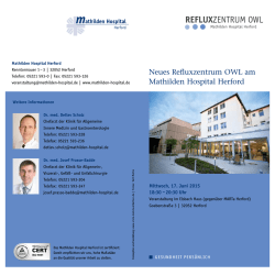 Neues Refluxzentrum OWL am Mathilden Hospital Herford