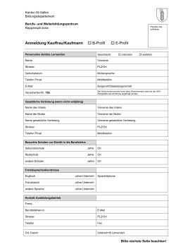 Anmeldung Kauffrau/Kaufmann B-Profil E-Profil