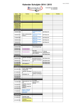 Kalender Schuljahr 2014 / 2015