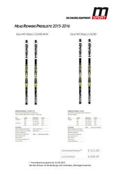 HEAD RENNSKI PREISLISTE 2015