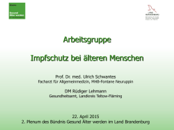 Präsentation der AG Impfschutz bei älteren Menschen