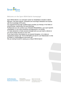 Welcome on the Sport REHA Berlin homepage!