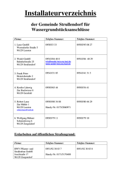 Installateurverzeichnis der Gemeinde Strullendorf f&uuml;r