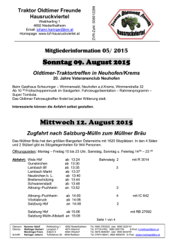 Donnerstag 04. Juni 2015 Samstag 06. Juni 2015 Sonntag 14. Juni