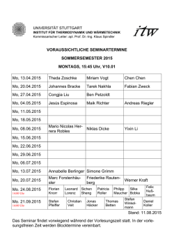 Seminartermine Sommersemester 2015