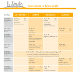 Gottesdienste im Juni/Juli 2015