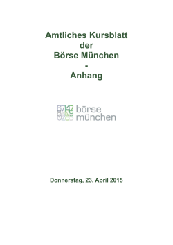 Anhang zum Kursblatt