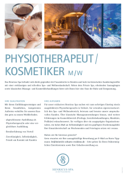 PHYSIOTHERAPEUT/ KOSMETIKER M / W