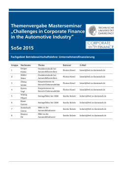 SoSe 2015 - Fachgebiet Unternehmensfinanzierung