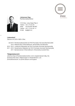 Johannes Dag Lebenslauf T&auml;tigkeitsbereich