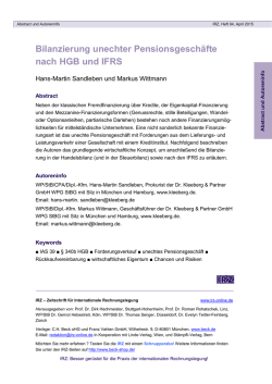 Bilanzierung unechter Pensionsgeschäfte nach HGB und IFRS