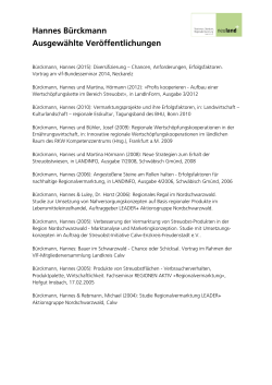 Hannes B&uuml;rckmann Ausgew&auml;hlte Ver&ouml;ffentlichungen