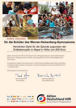 Dankurkunde "Aktion Deutschland hilft" - Werner