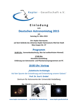 E i n l a d u n g Deutschen Astronomietag 2015 - Kepler