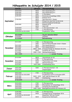 Schuljahresplan 2014 / 2015