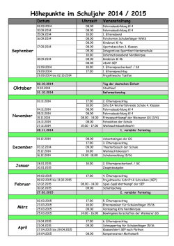 Schuljahresplan 2014 / 2015