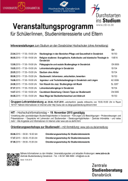Veranstaltungsprogramm - Zentrale Studienberatung Osnabrück