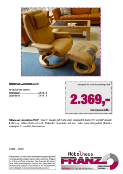 Relaxsessel „Zerostress 7374“ Verkaufspreise (bisher) Relaxsessel