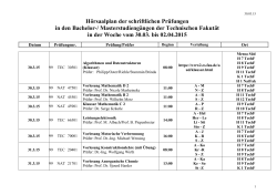 Hörsaalplan der schriftlichen Prüfungen in den Bachelor