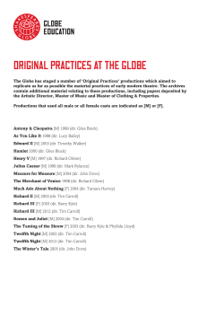 Original Practices at the Globe