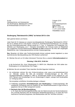 Studiengang "Betriebswirt/in (VWA)"
