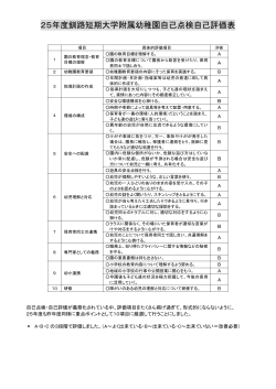 25年度釧路短期大学附属幼稚園自己点検自己評価表