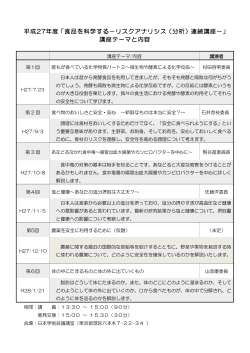 平成27年度「食品を科学する－リスクアナリシス（分析