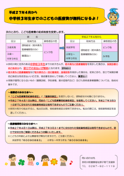中学校3年生までのこどもの医療費が無料になるよ！