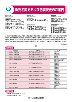販売名変更および包装変更のご案内 - 医療関係者のための医薬品情報