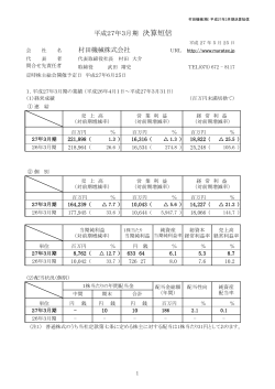 名 村田機械株式会社 平成27年3月期 決算短信