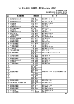 市立豊中病院 登録医一覧（豊中市内 歯科）