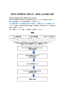 MEDTECH PARTNERRING FORUM 2015 参加申し込み手続きご案内
