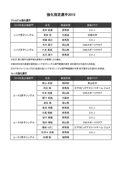 JAF強化選手2015 - 日本エアロビック連盟