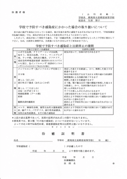 学校で予防すべき感染症にかかった場合の取り扱いについて